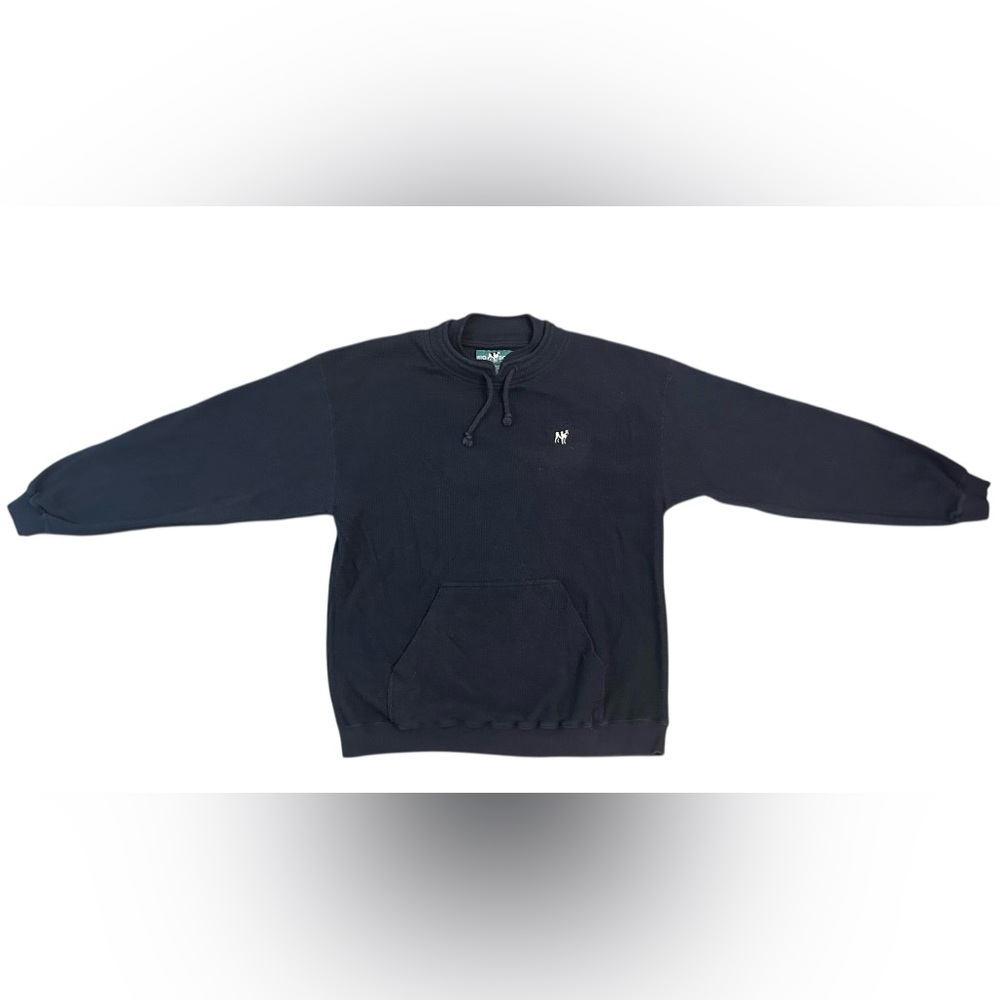 Vintage Big Dogs navy blue ribbed embroidered logo pullover sweatshirt, size XL